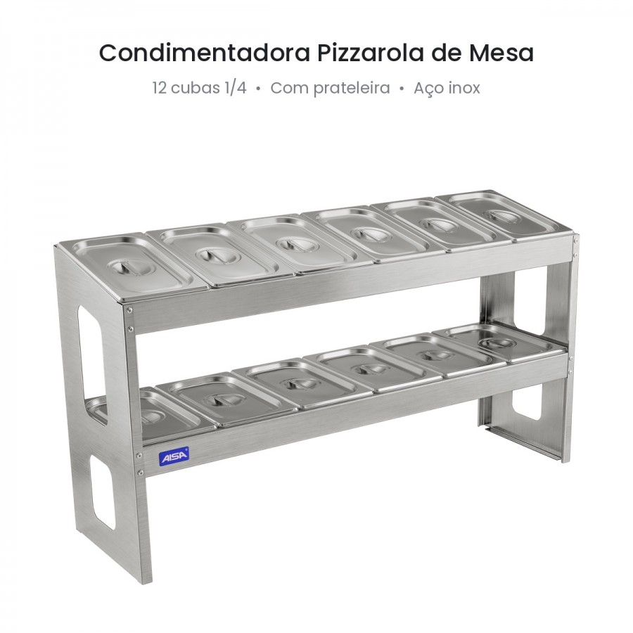 Condimentadora Pizzarola De Mesa 12 Cubas 2 Níveis - Aisa