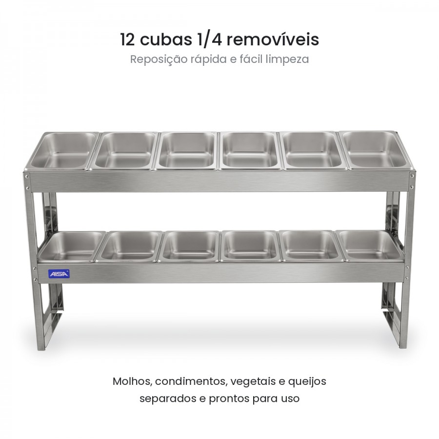 Condimentadora Pizzarola De Mesa 12 Cubas 2 Níveis - Aisa