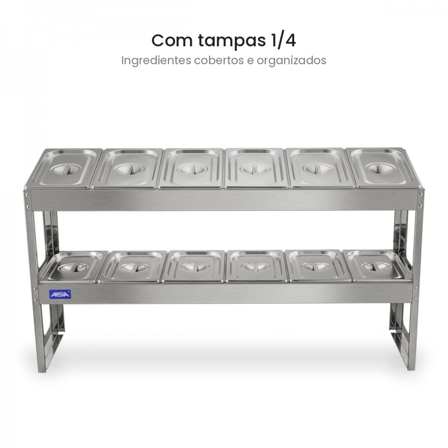 Condimentadora Pizzarola De Mesa 12 Cubas 2 Níveis - Aisa