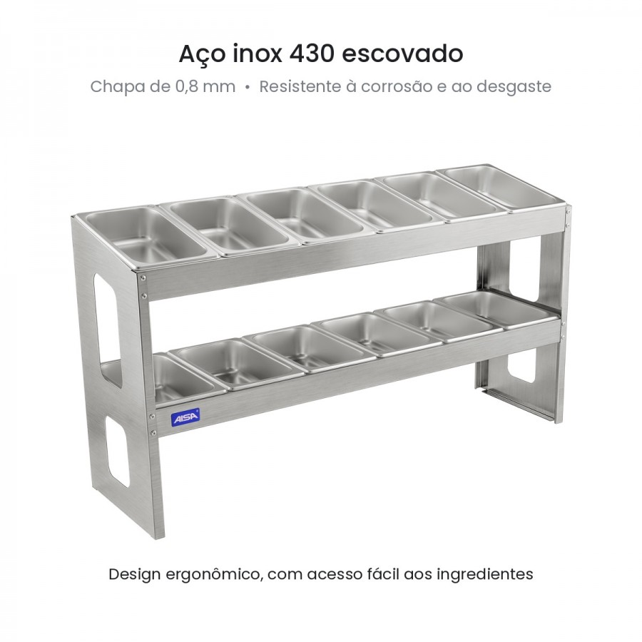 Condimentadora Pizzarola De Mesa 12 Cubas 2 Níveis - Aisa