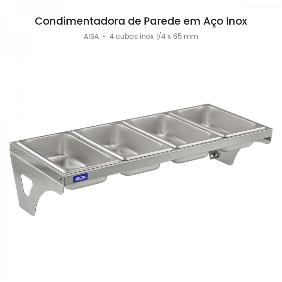 Condimentadora de Parede 4 Cubas Inox 1/4 65mm - Aisa