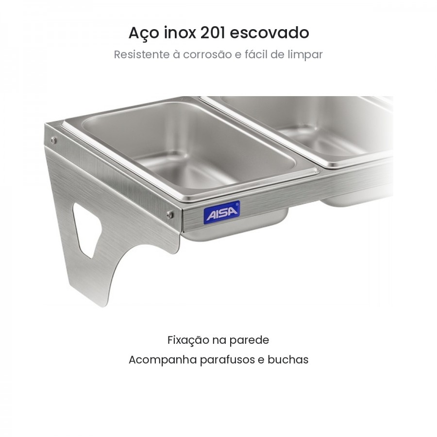 Condimentadora de Parede 4 Cubas Inox 1/4 65mm - Aisa