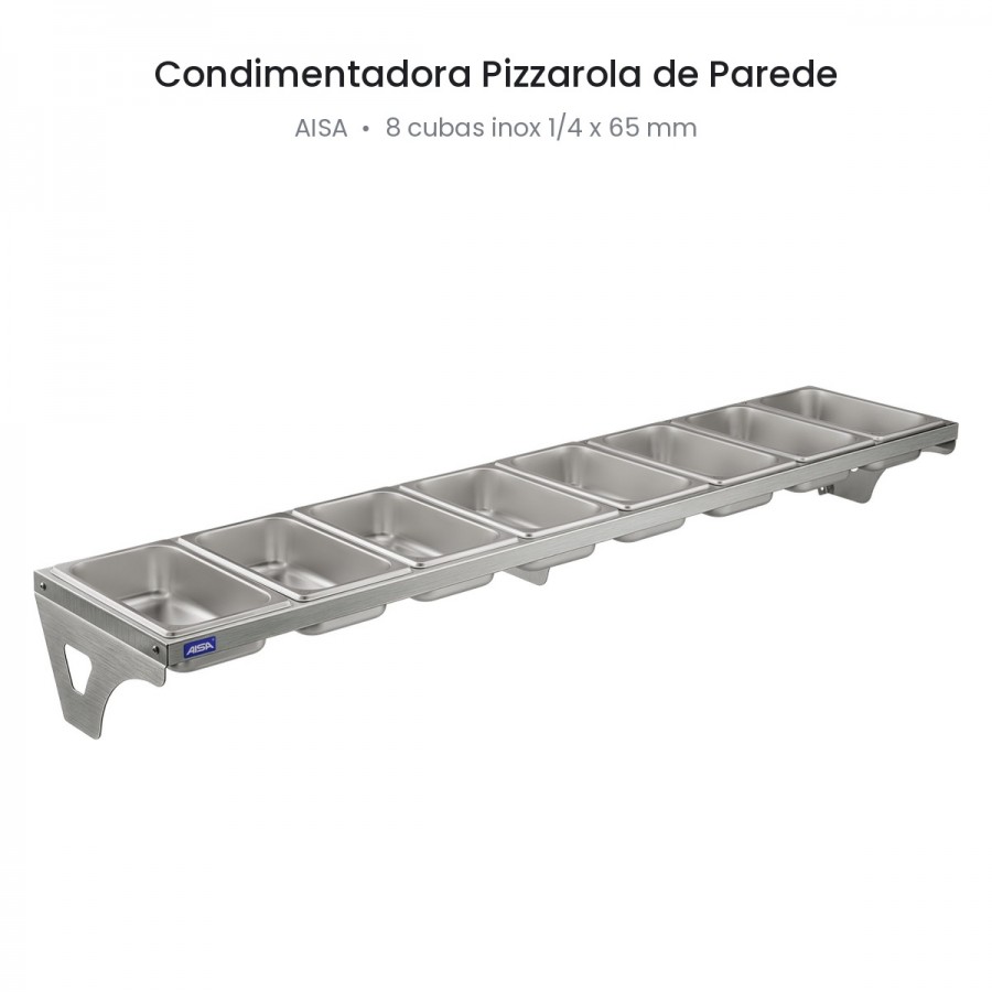 Condimentadora de Parede 8 Cubas Inox 1/4 65mm - Aisa