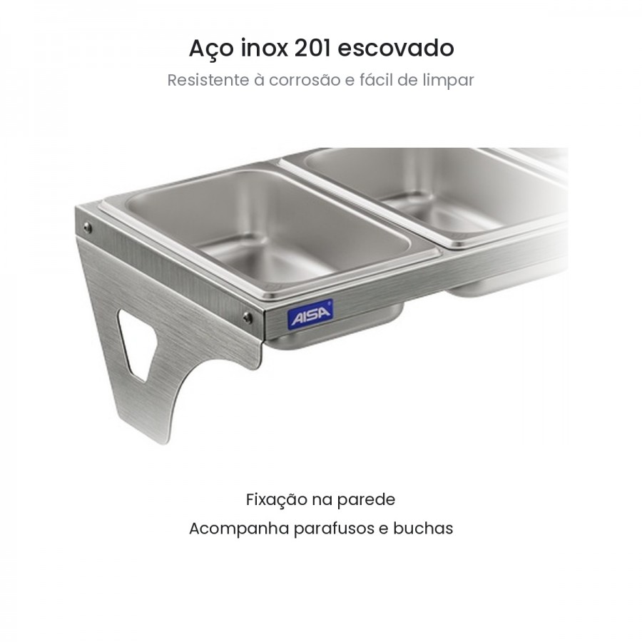 Condimentadora de Parede 8 Cubas Inox 1/4 65mm - Aisa