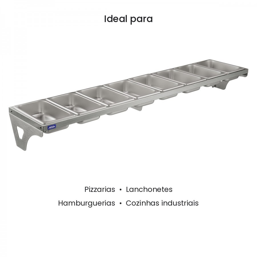 Condimentadora de Parede 8 Cubas Inox 1/4 65mm - Aisa