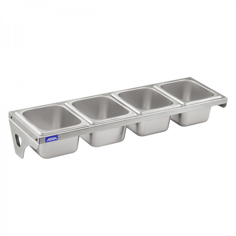 Condimentadora de Parede 4 Cubas Inox 1/6 100mm - Aisa
