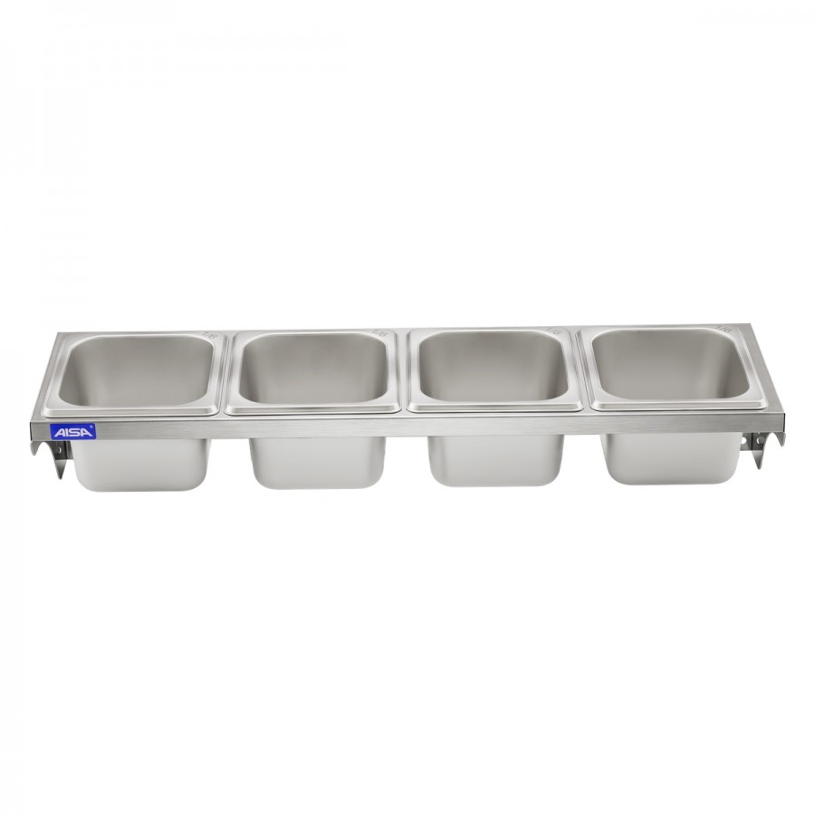 Condimentadora de Parede 4 Cubas Inox 1/6 100mm - Aisa