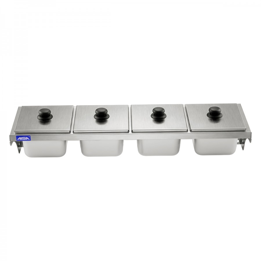 Condimentadora de Parede 4 Cubas Inox 1/6 100mm - Aisa