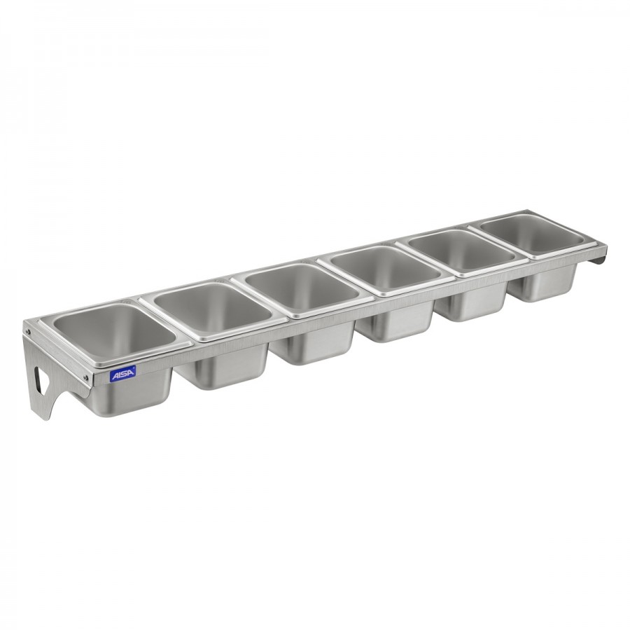 Condimentadora de Parede 6 Cubas Inox 1/6 100mm - Aisa