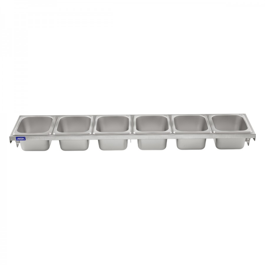 Condimentadora de Parede 6 Cubas Inox 1/6 100mm - Aisa