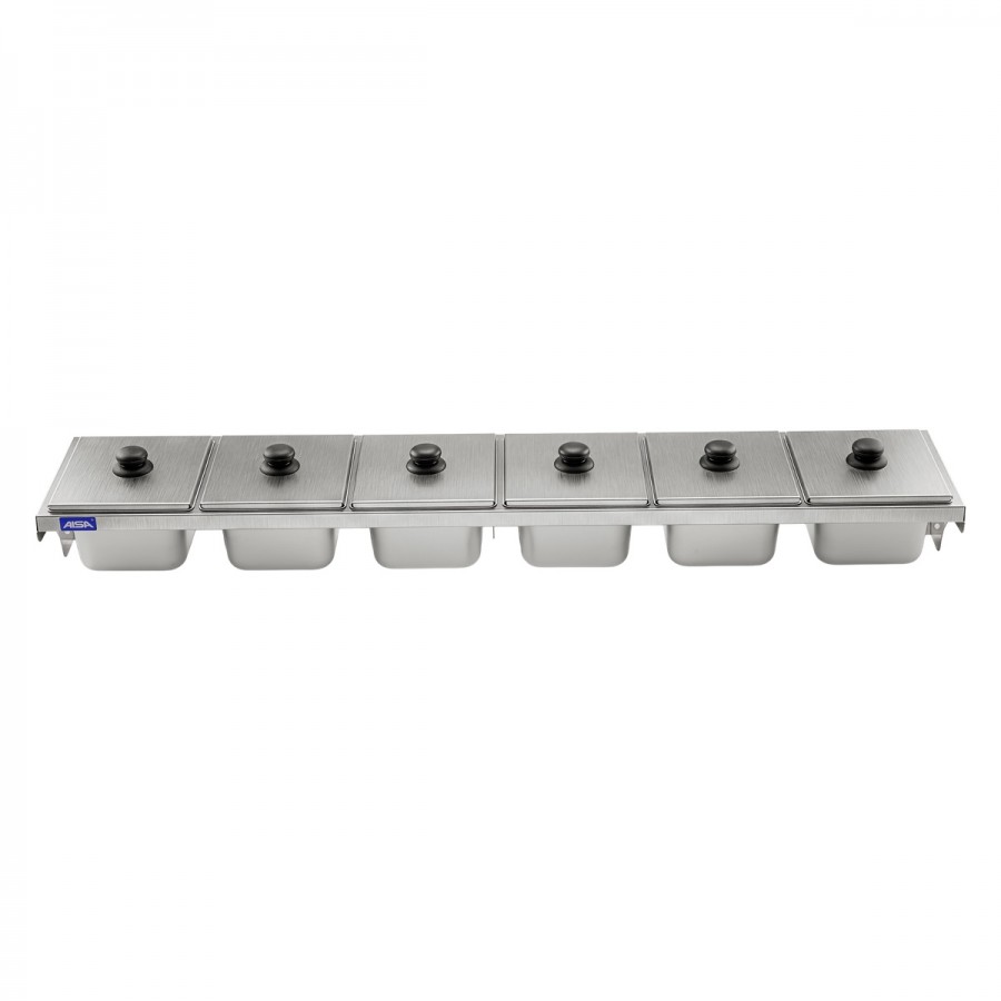 Condimentadora de Parede 6 Cubas Inox 1/6 100mm - Aisa