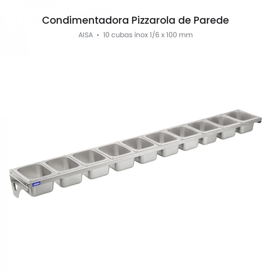 Condimentadora de Parede 10 Cubas Inox 1/6 100mm - Aisa