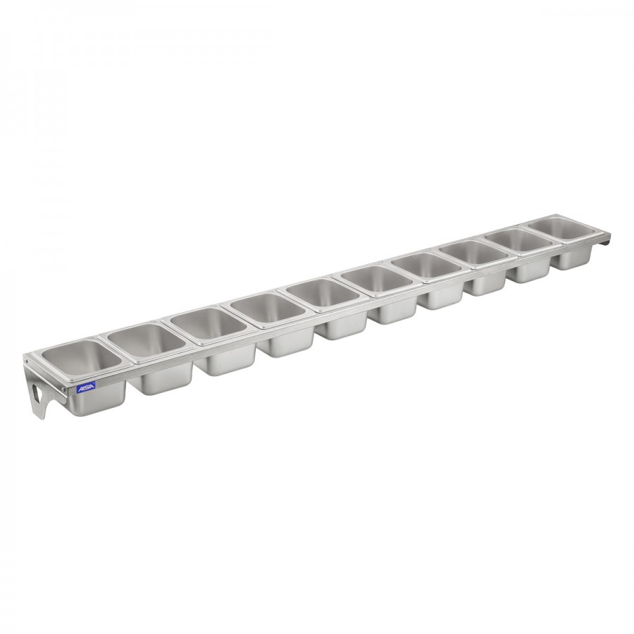Condimentadora de Parede 10 Cubas Inox 1/6 100mm - Aisa
