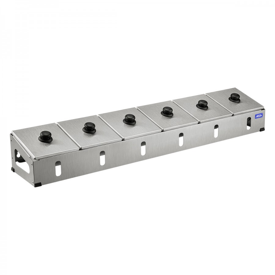 Condimentadora Pizzarola Inox 6 Cubas Inox Tampa Individual - Aisa