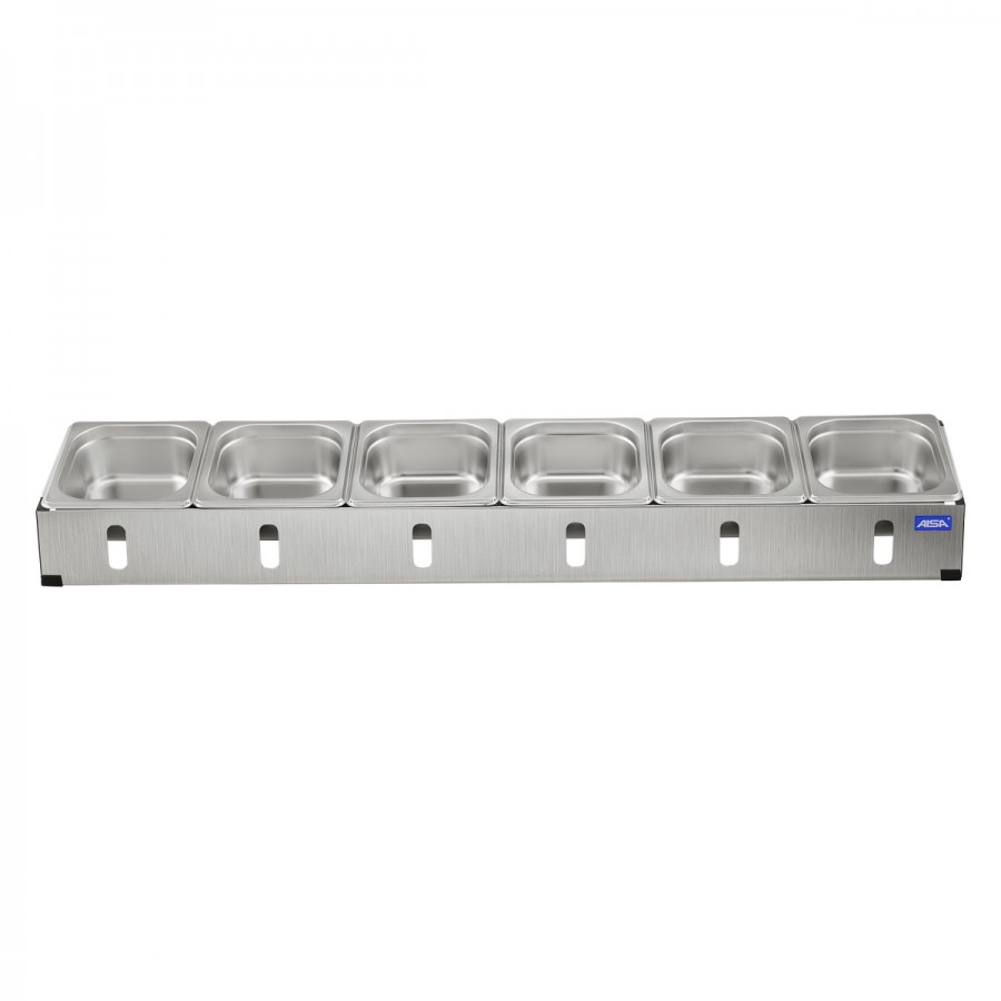 Condimentadora Pizzarola Inox 6 Cubas Inox Tampa Individual - Aisa