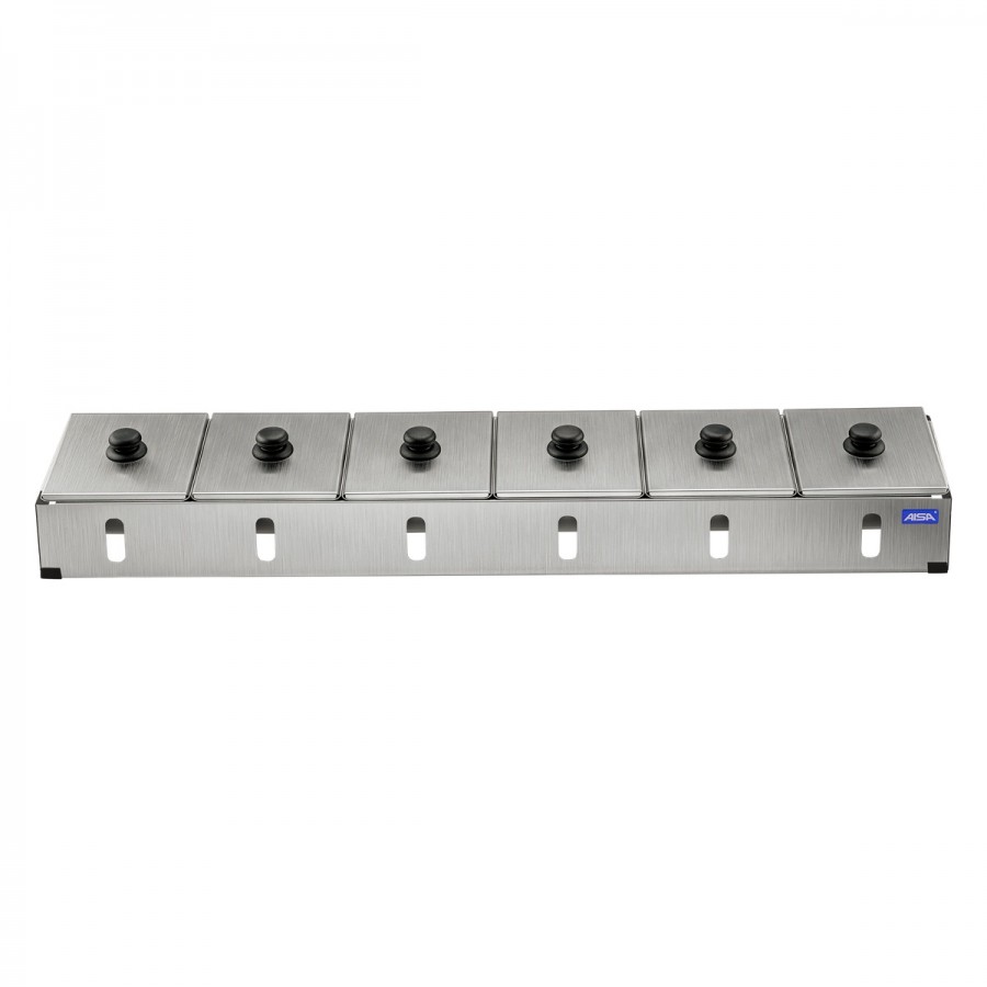 Condimentadora Pizzarola Inox 6 Cubas Inox Tampa Individual - Aisa