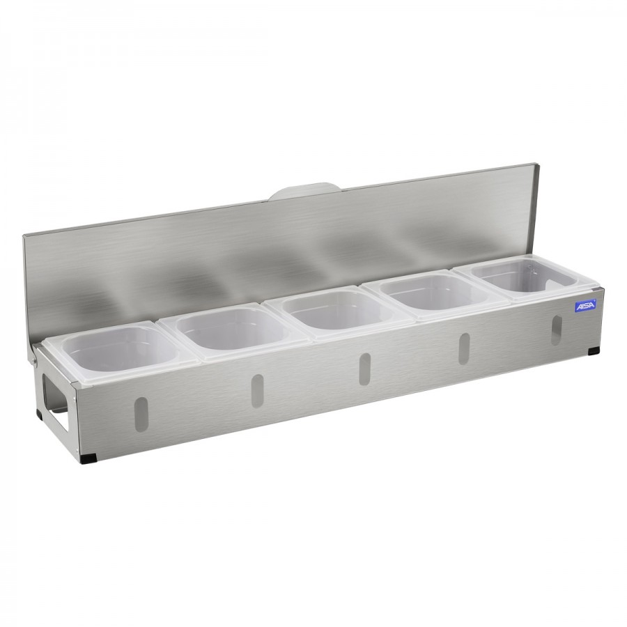 Condimentadora Pizzarola Inox 5 Cubas Acrílico Tampa Reta - Aisa