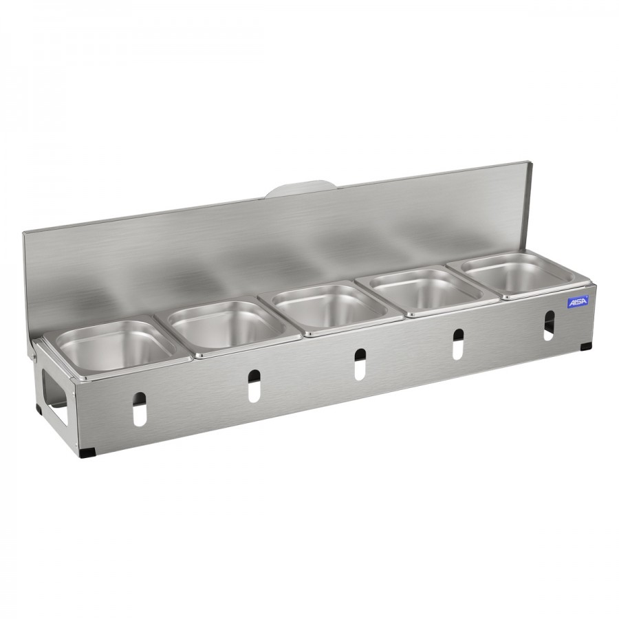 Condimentadora Pizzarola Inox 5 Cubas Inox Tampa Reta - Aisa
