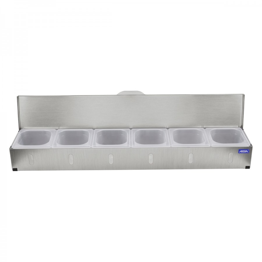 Condimentadora Refrigerada Pizzarola Inox 6 Cubas Tampa Reta - Aisa