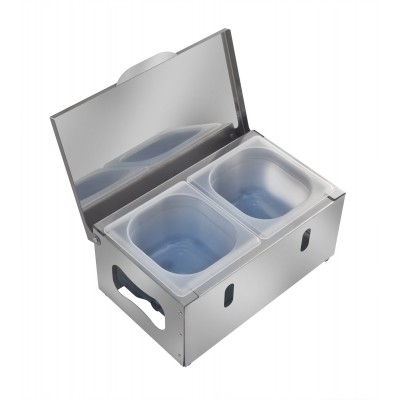 Condimentadora Refrigerada Pizzarola Inox 2 Cubas Tampa Reta - Aisa