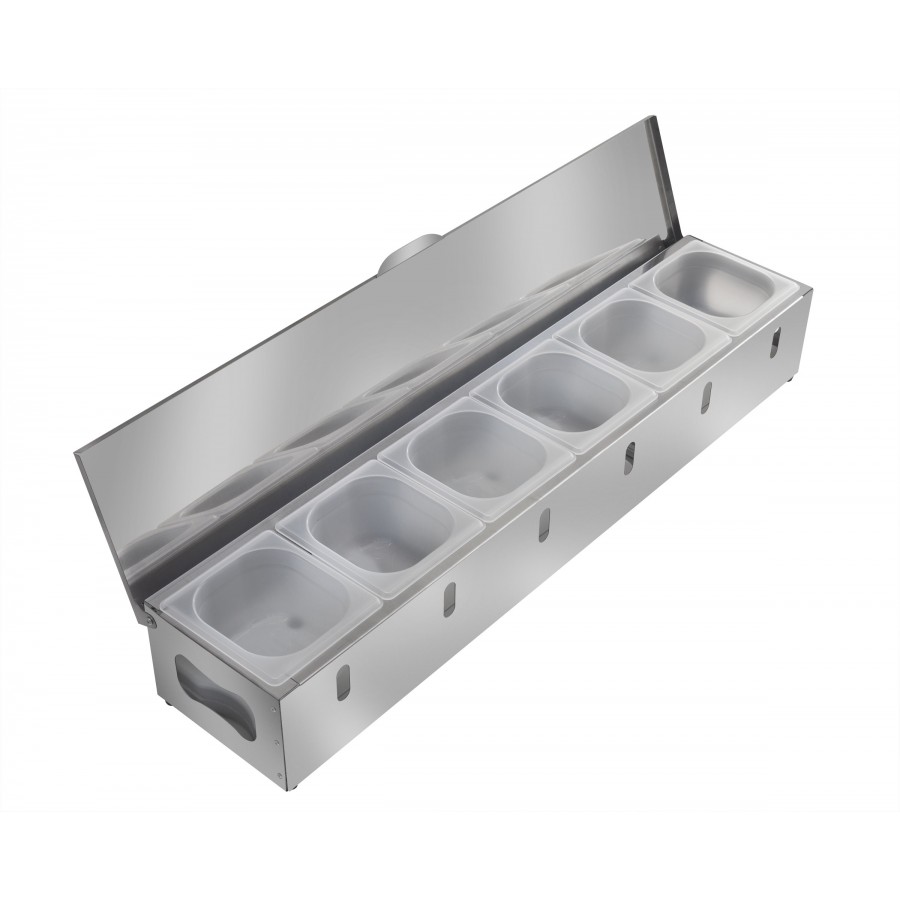 Condimentadora Refrigerada Pizzarola Inox 6 Cubas Tampa Reta - Aisa